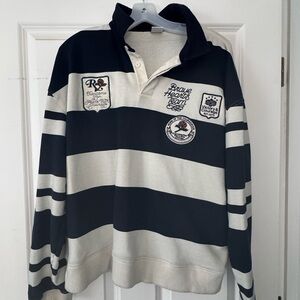 Zara Navy and White Striped Casual Shirt